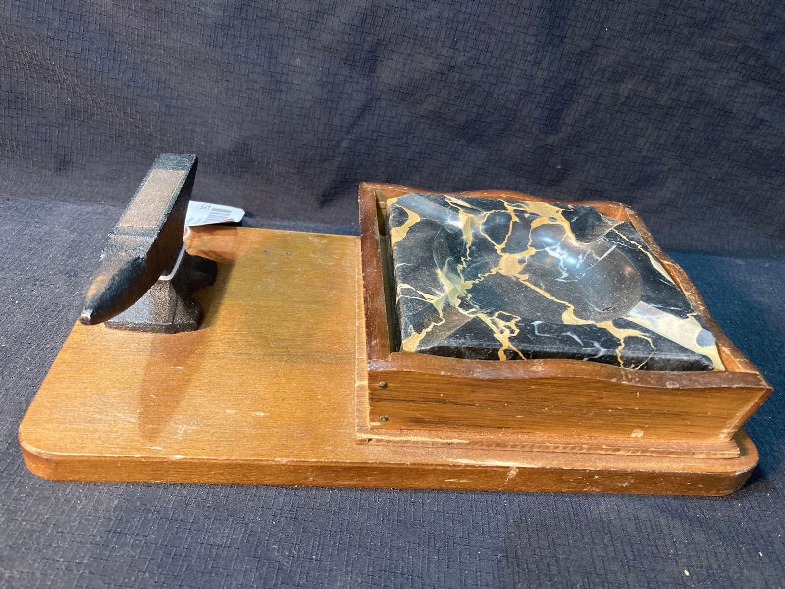 Marble Ashtray with Mini Anvil and Match Starter (1 of 4)