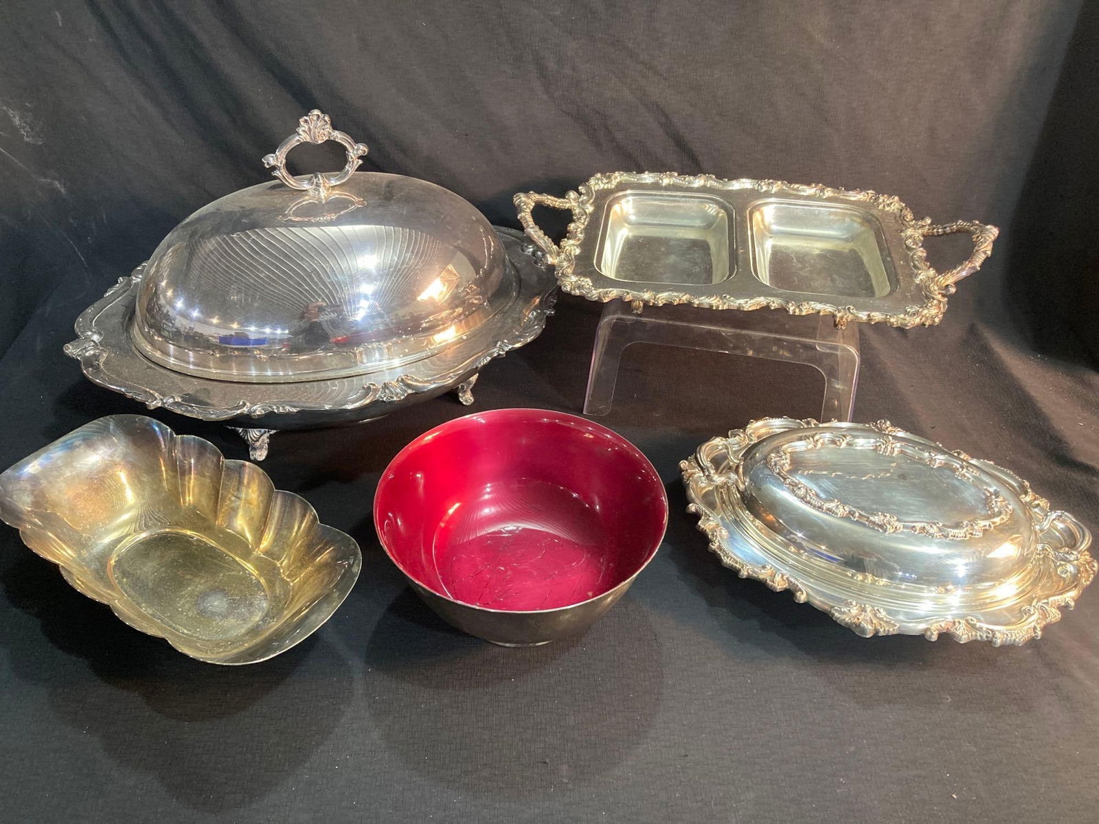 REED AND BARTON AND SILVER PLATED SERVING DISHES (1 of 13)