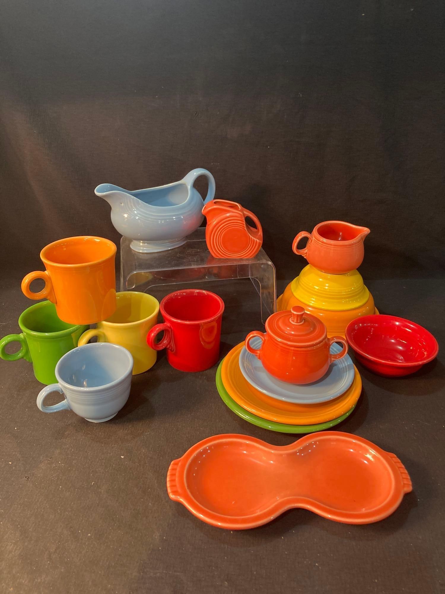 LOT OF MISC FIESTAWARE: INCLUDES 16 PIECES, SOME ARE VINTAGE FIESTA PIECES
