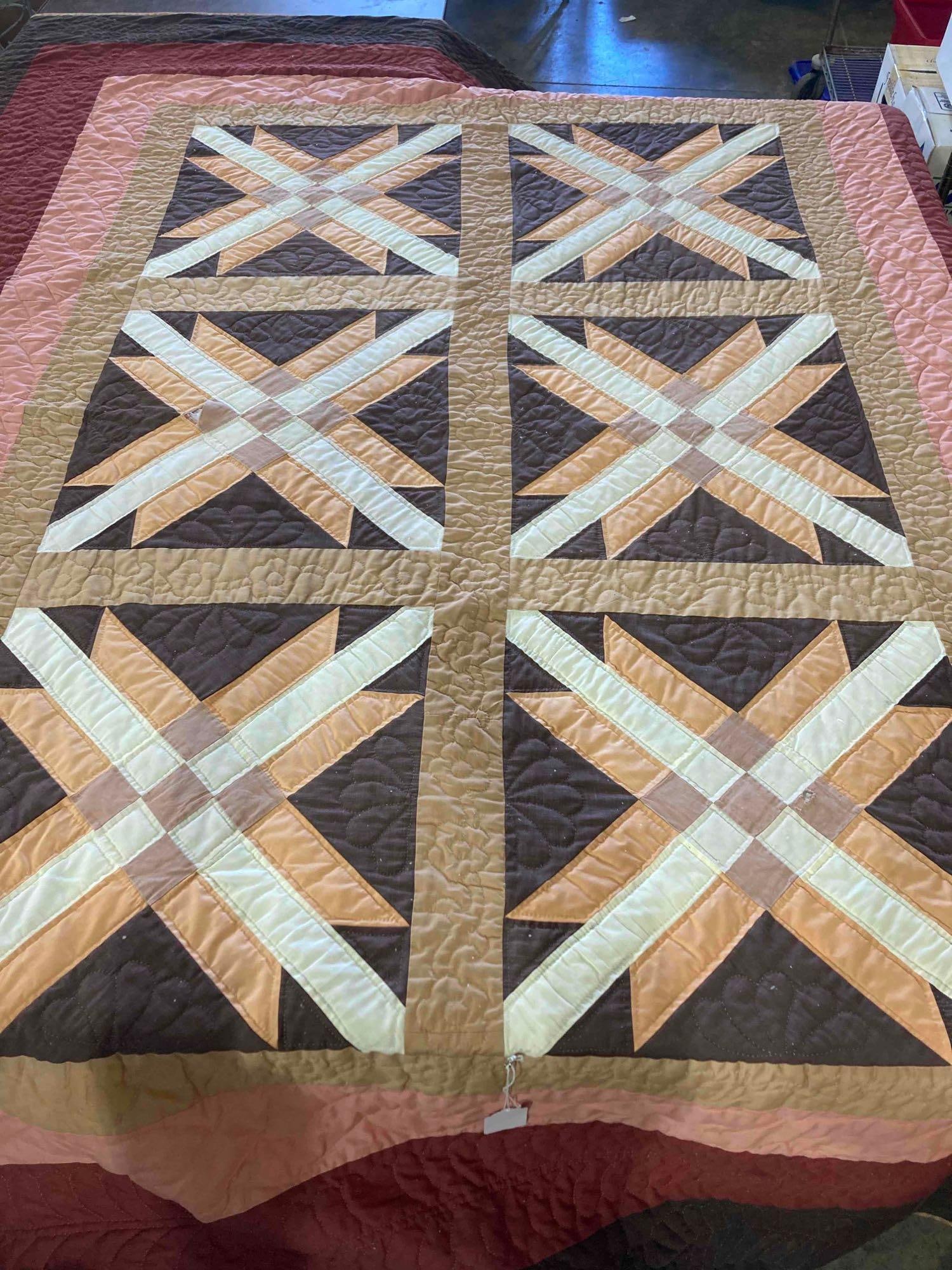 Star Tan and Brown  Hand Stitched Quilt (1 of 5)