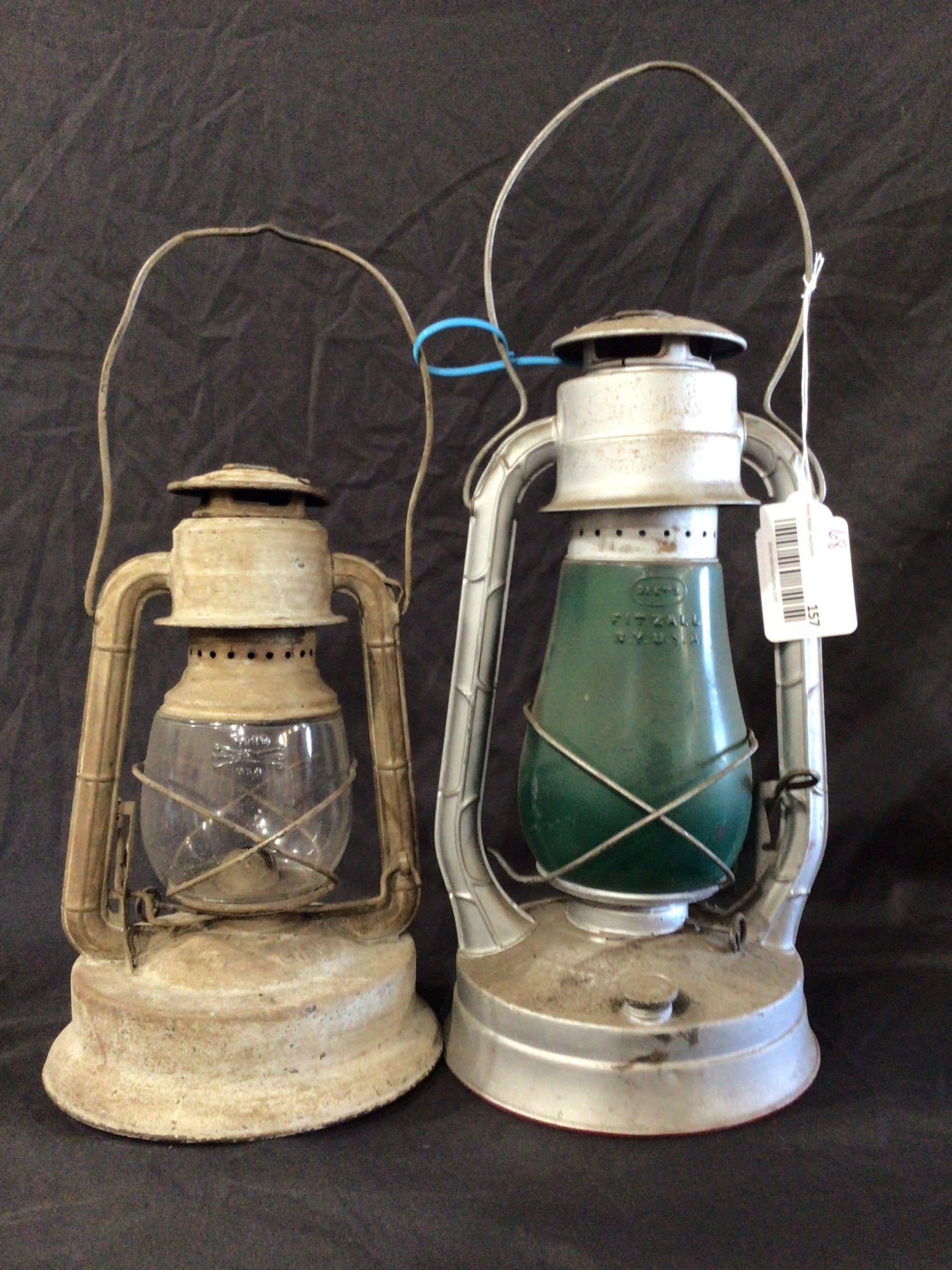 Lot of 2 Dietz RR lanterns one green globe (1 of 7)