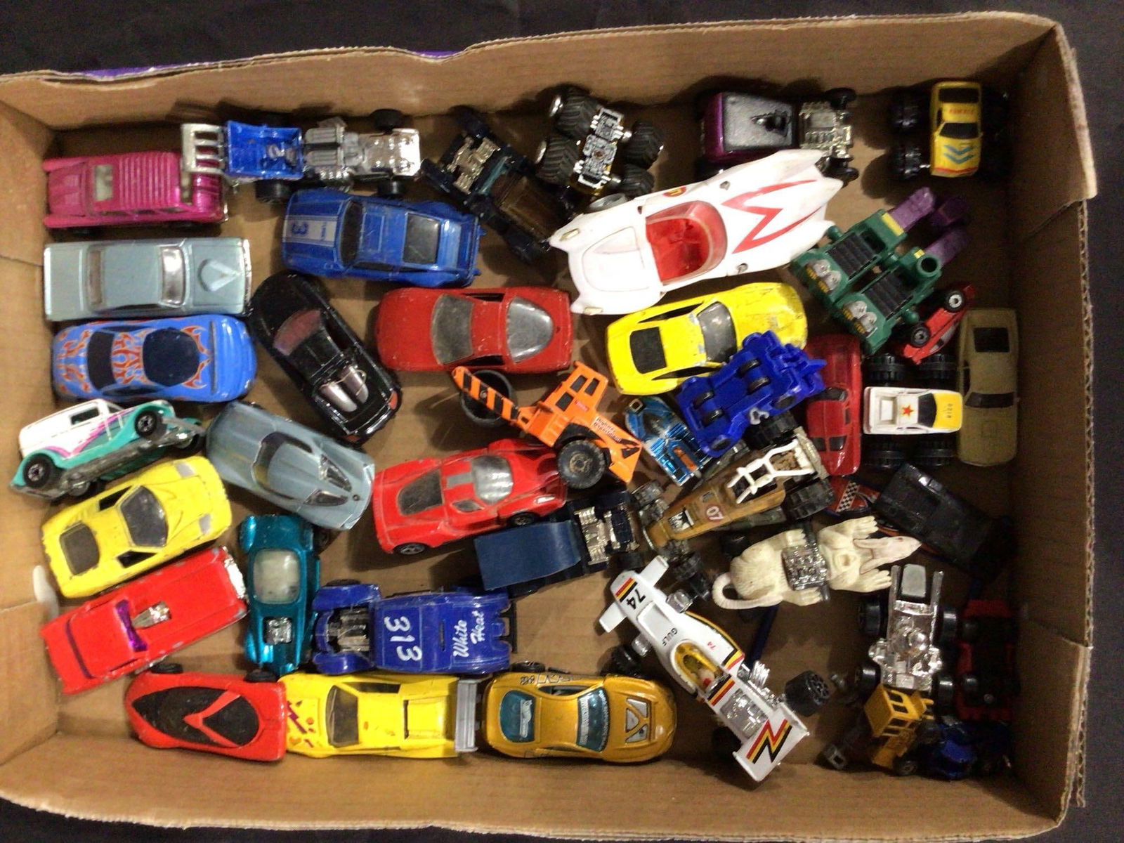 Vintage Hot Wheels, Matchbox and other cars: custom 64 Galaxie Hot Wheel, many 1980 and more. Approx 40 cars