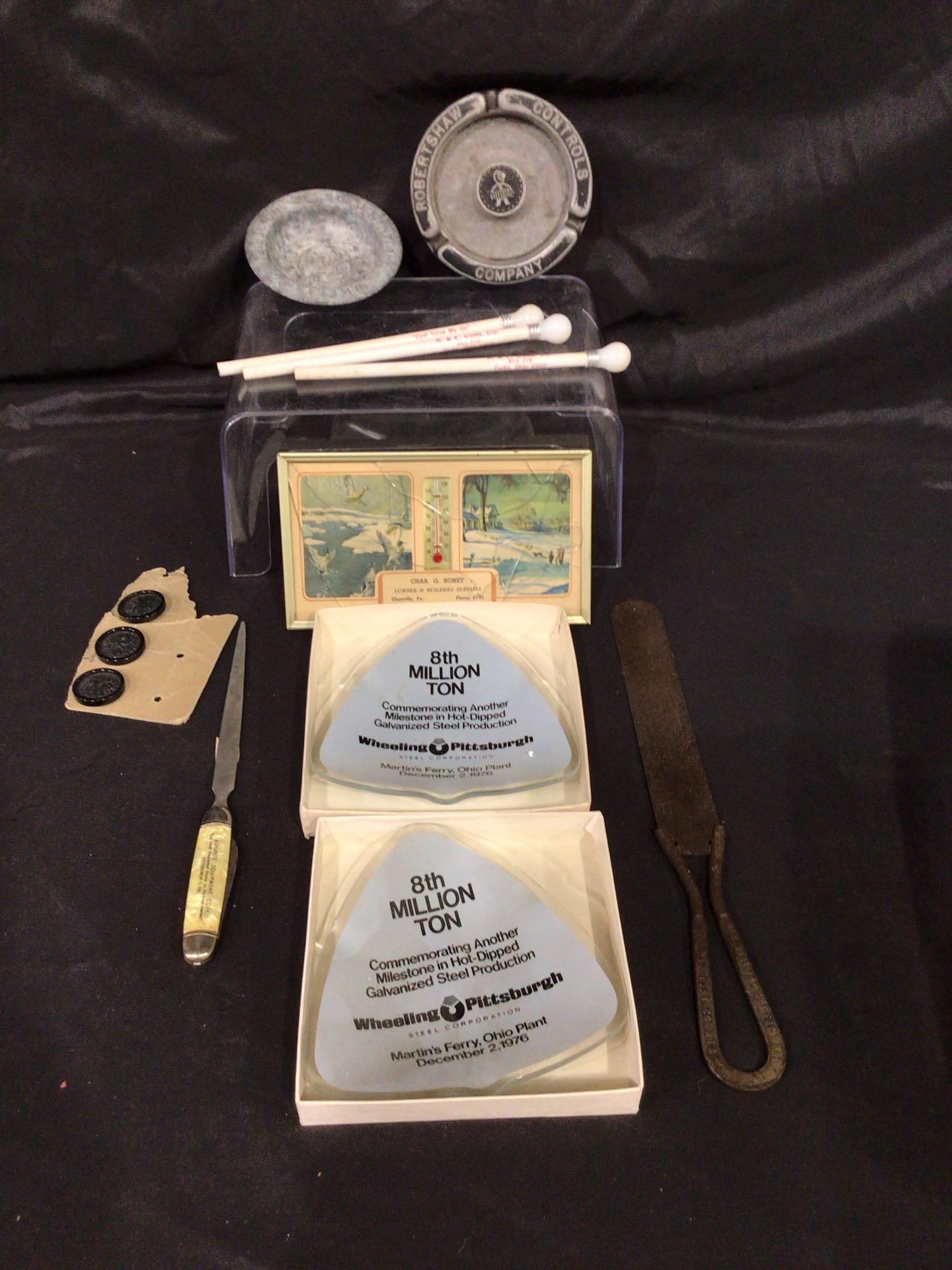 Ashtrays, Thermometer, and Advertising Items (1 of 5)