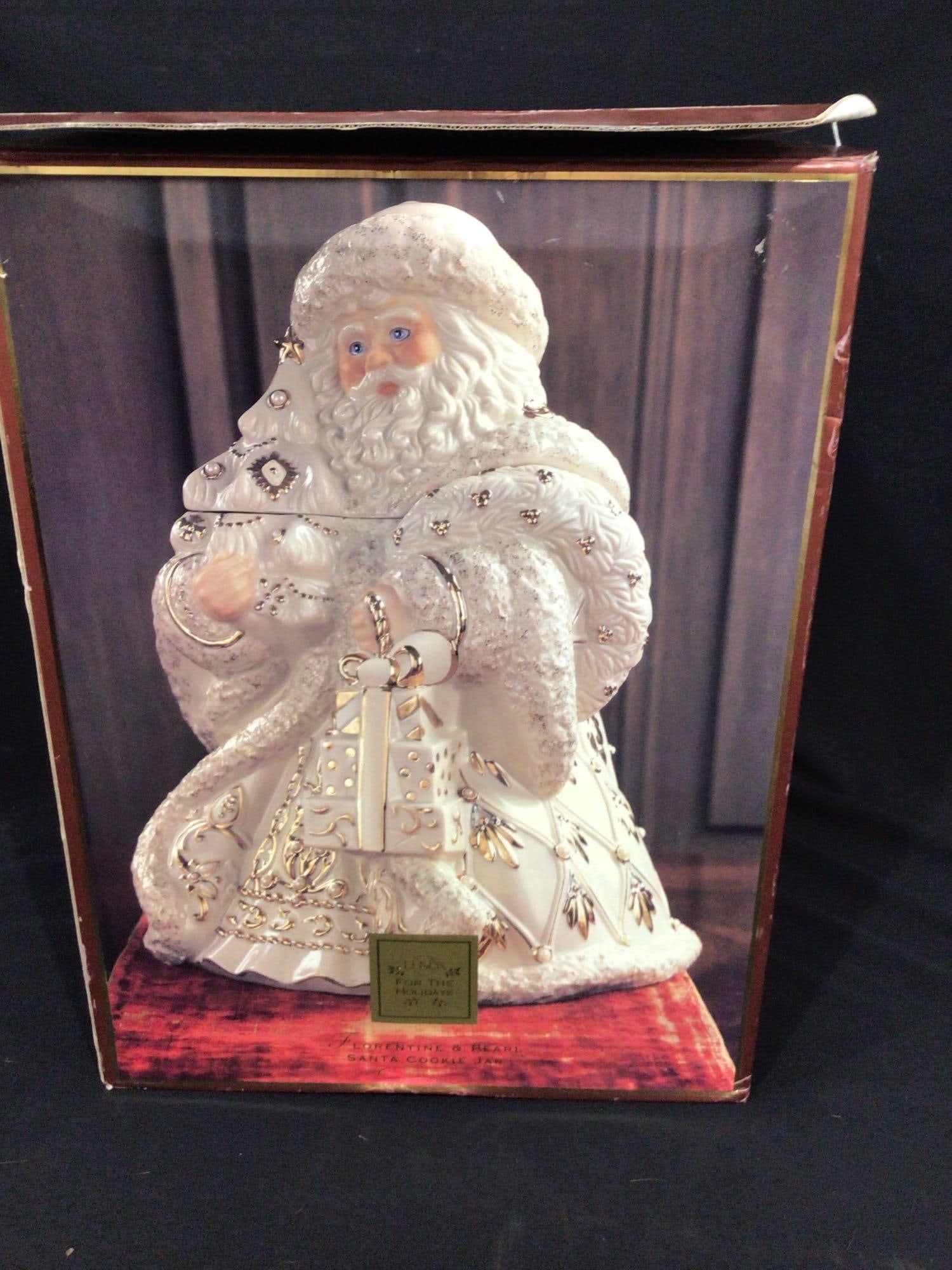 Lenox Florentine & Pearl Santa Cookie Jar: in original packaging.