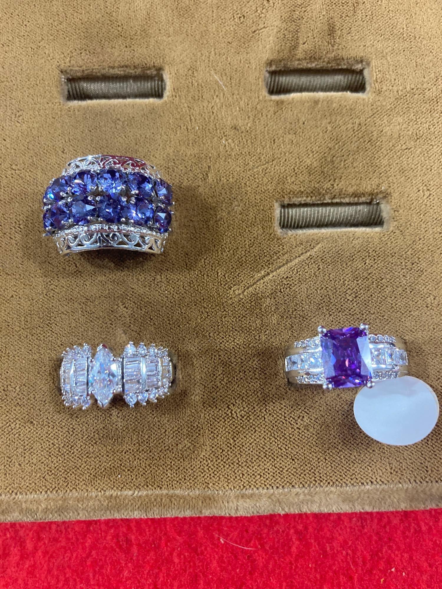 3- PURPLE AND CLEAR STONE LADIES RINGS (1 of 5)