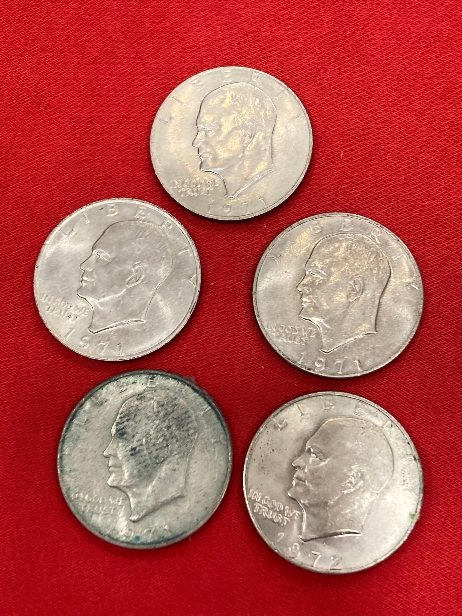 5 EISENHOWER ONE DOLLAR COINS (1 of 2)