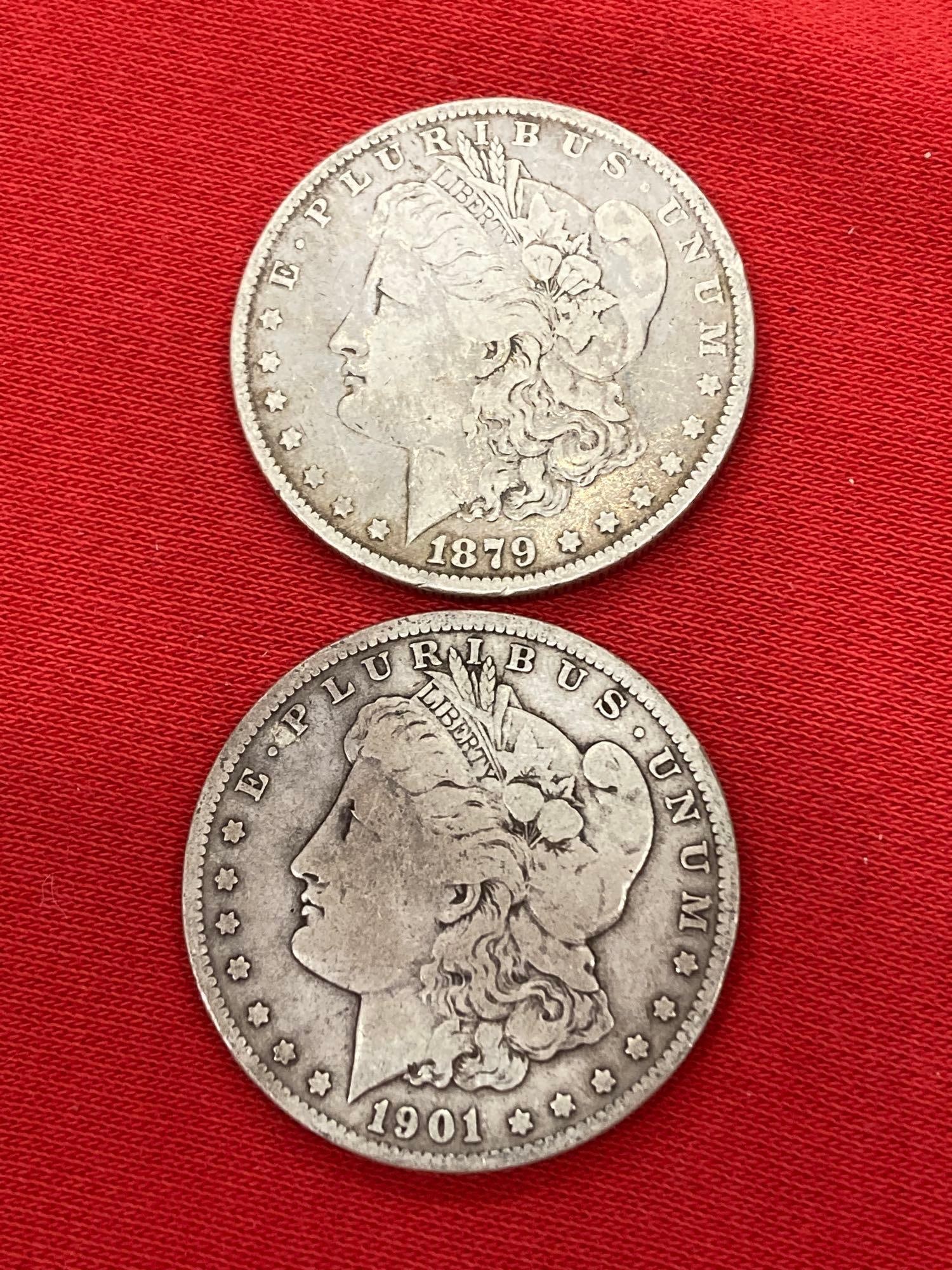 1879 AND 1901 O MORGAN DOLLARS (1 of 5)