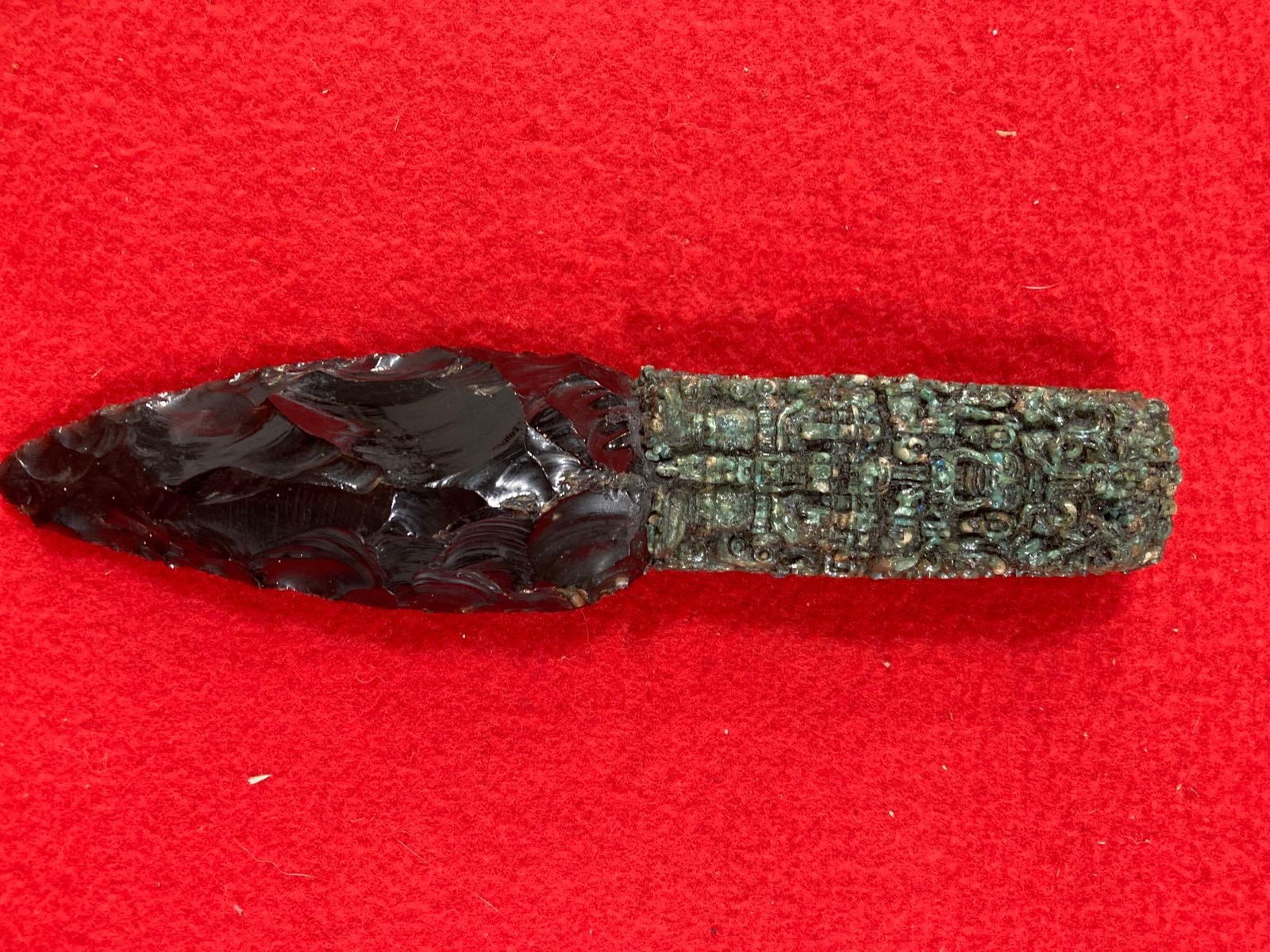 CHINESE DYNASTY CARVED JADE FIXED BLADE KNIFE (1 of 7)