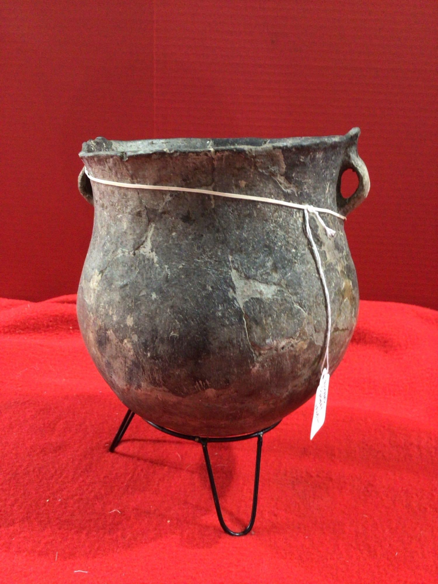 CLAY POTTERY PITCHER: RECONSTRUCTED, 9 IN TALL X 8 IN