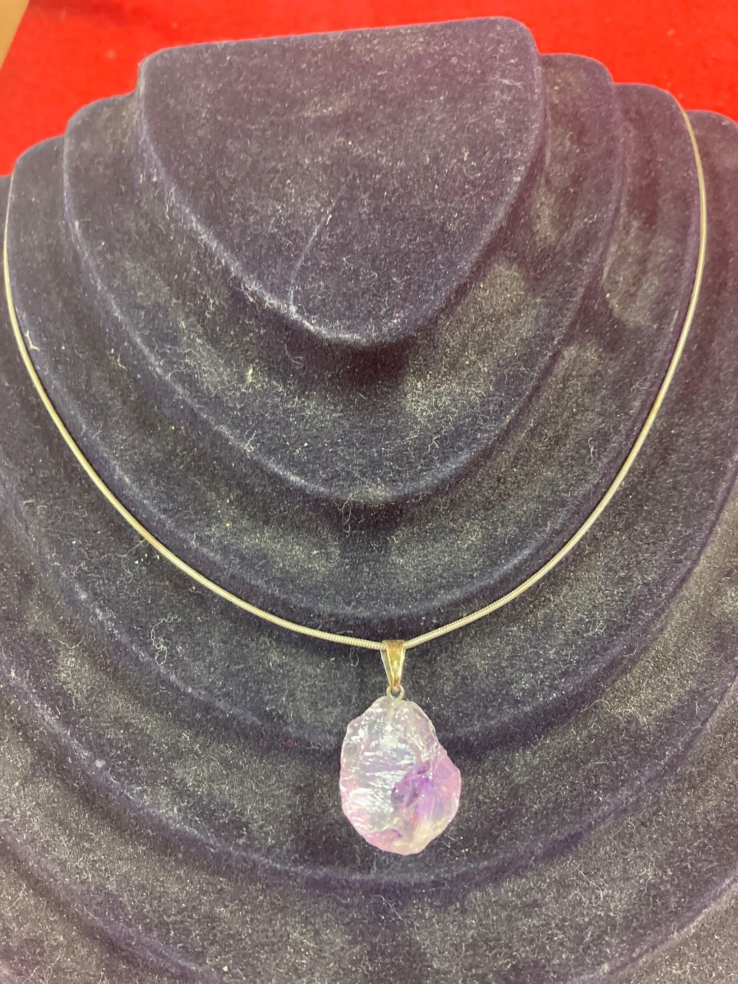 STERLING AMETHYST NECKLACE: MARKED 925