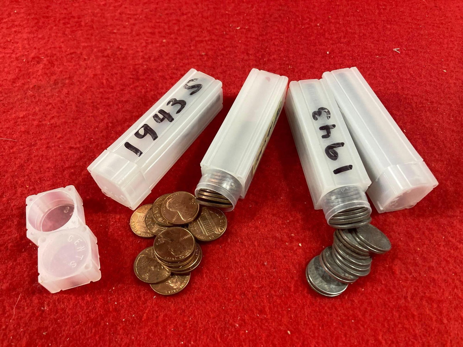 STEEL WAR PENNIES AND 1974 S: ROLL OF 1974 S BU PENNIES, 1943, 1943 S, AND 1943 D