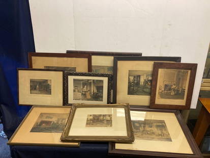 FRAMED WALLACE NUTTING HAND COLORED PRINTS SIGNED: INCLUDES 9 FRAMED PRINTS