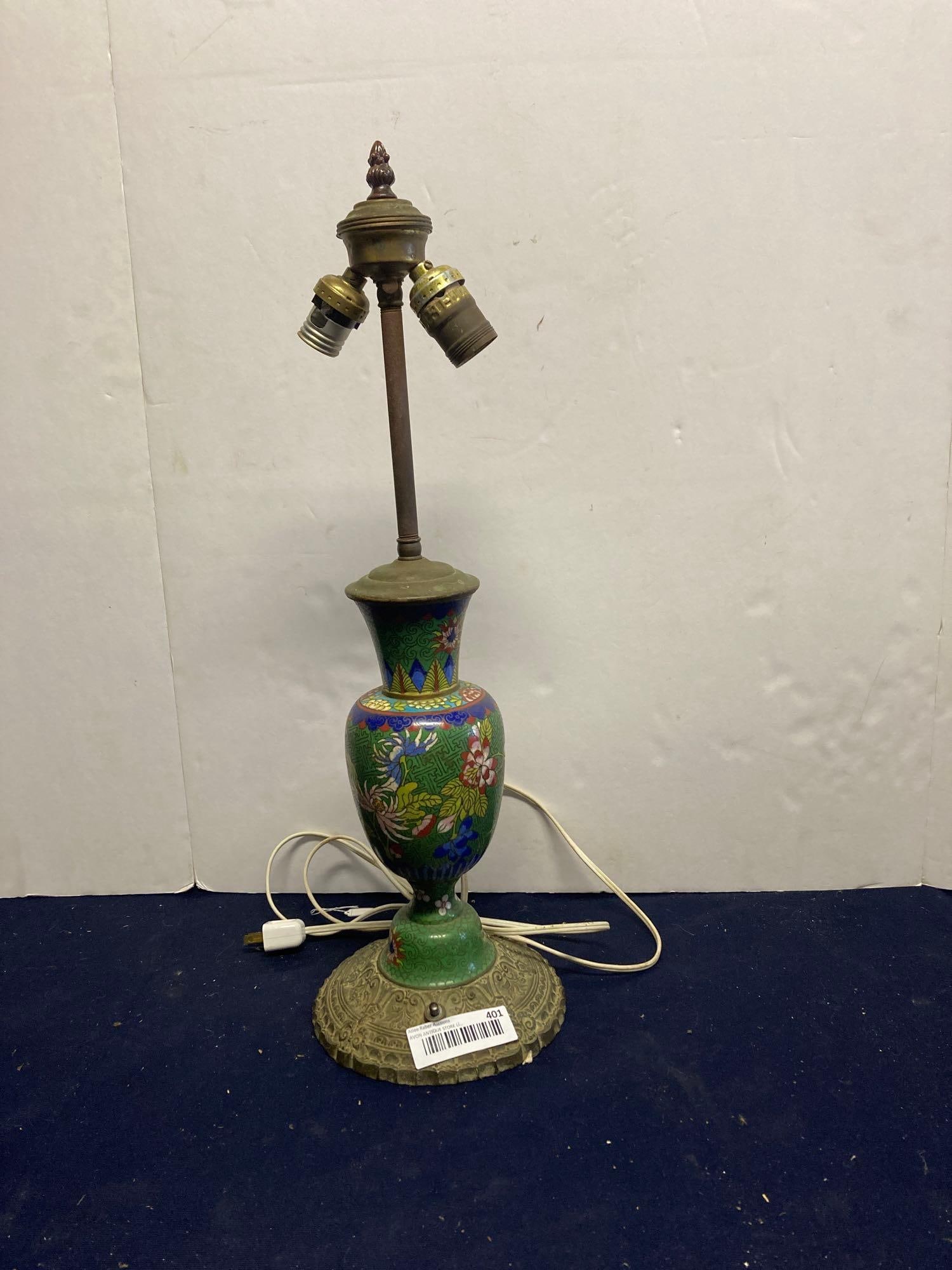 ORIENTAL CHAMPLEVE ENAMELED TABLE LAMP W/ OUT SHADE (1 of 3)