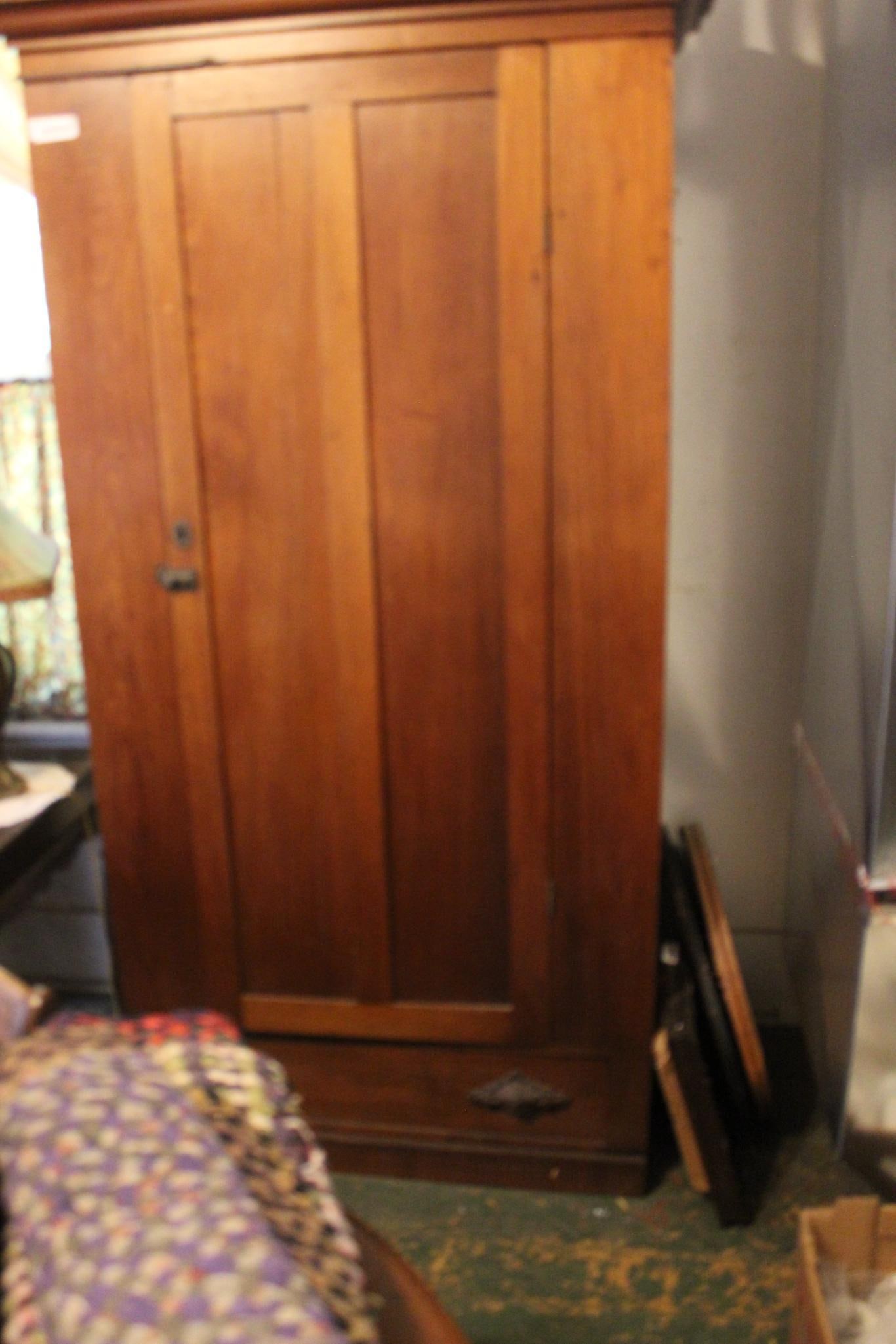 PRIMITIVE ONE DOOR SHELVED PANTRY CUPBOARD WITH ONE DRAWER BASE (1 of 5)