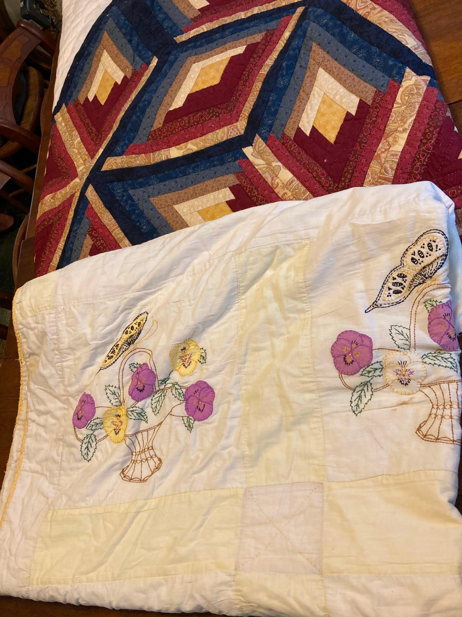 PAIR OF TWO HAND STITCHED QUILTS (1 of 6)