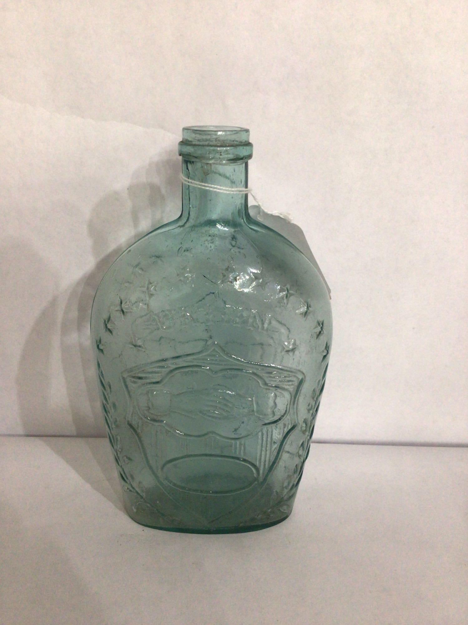 CIVIL WAR UNION CLASPED HANDS GLASS FLASK (1 of 5)