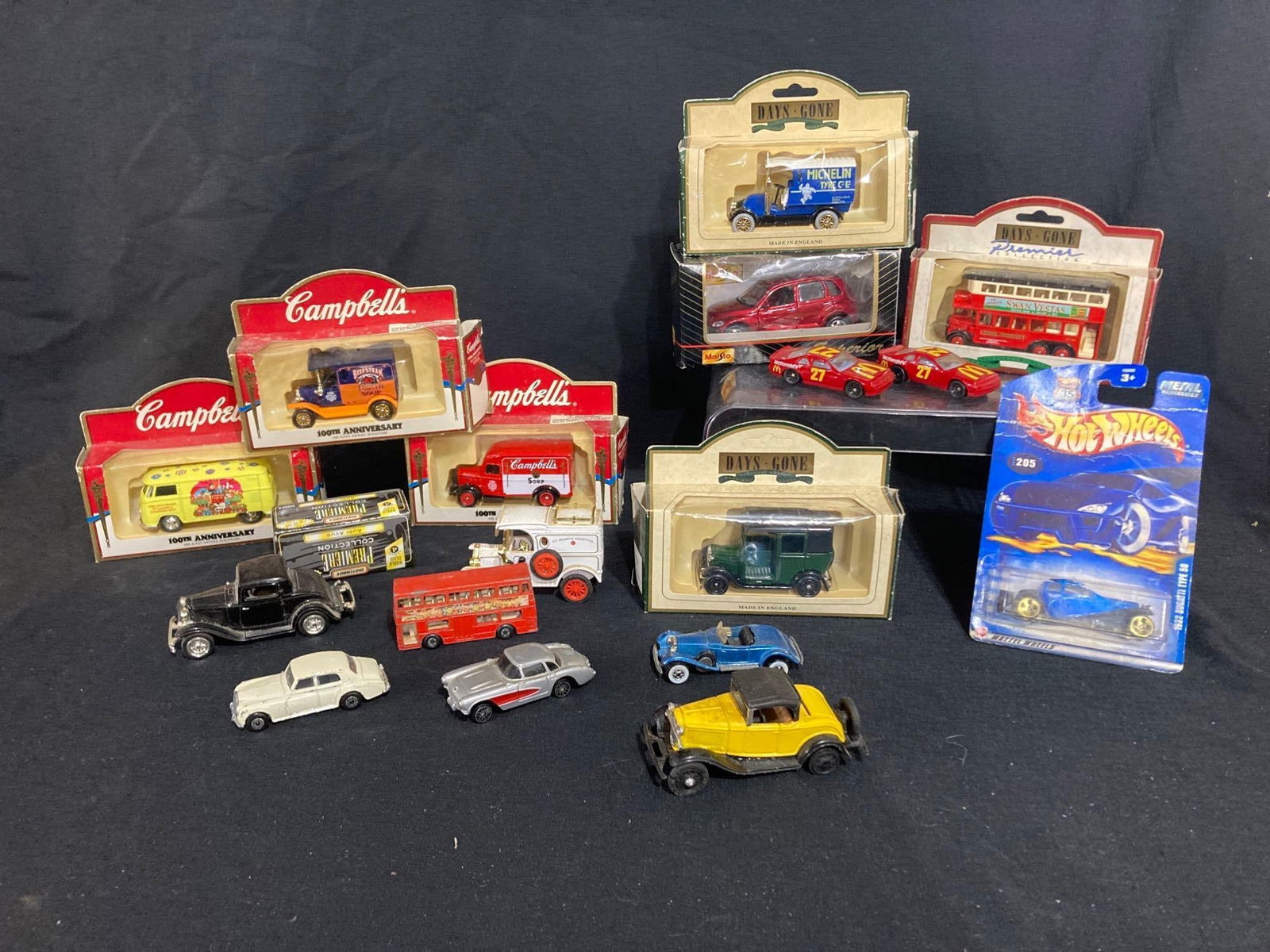 DIECAST MODEL CARS: INCLUDES CAMPBELLS ANNIVERSARY CARS, VINTAGE MODELS, AND MATCHBOX 18 CARS INCLUDED