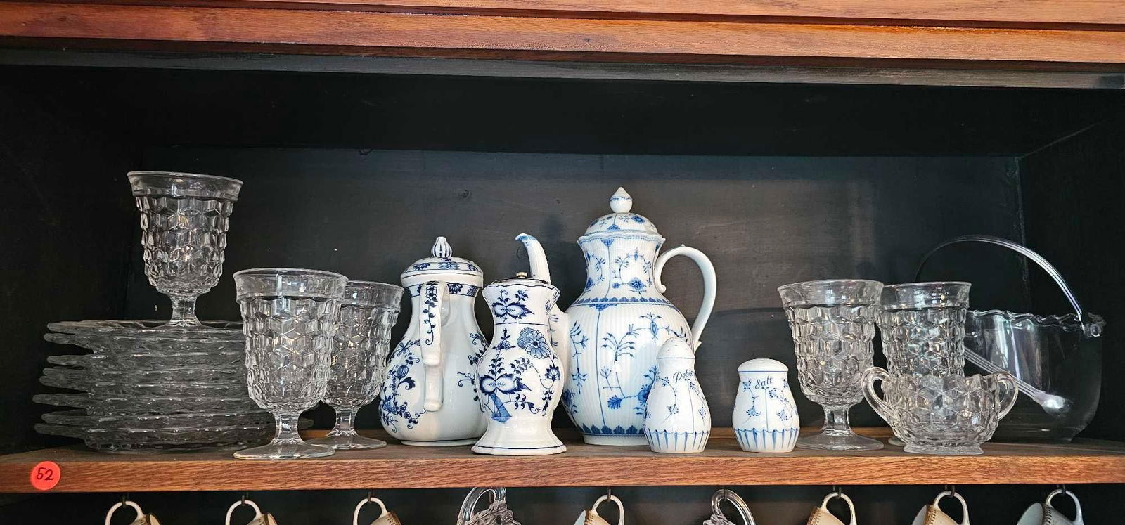 URANIUM GLASS DINNER SET AND BLUE DECORATED DISHES (1 of 6)