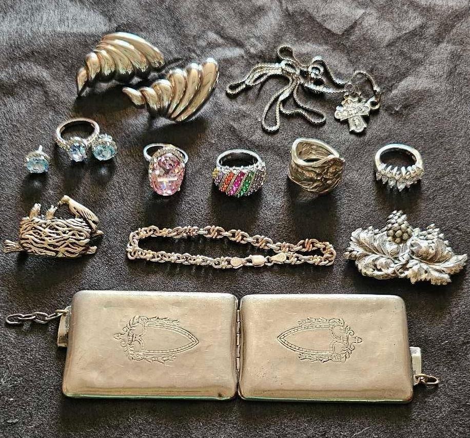 STERLING SILVER RINGS, COMPACT, EARRINGS, AND MORE (1 of 19)