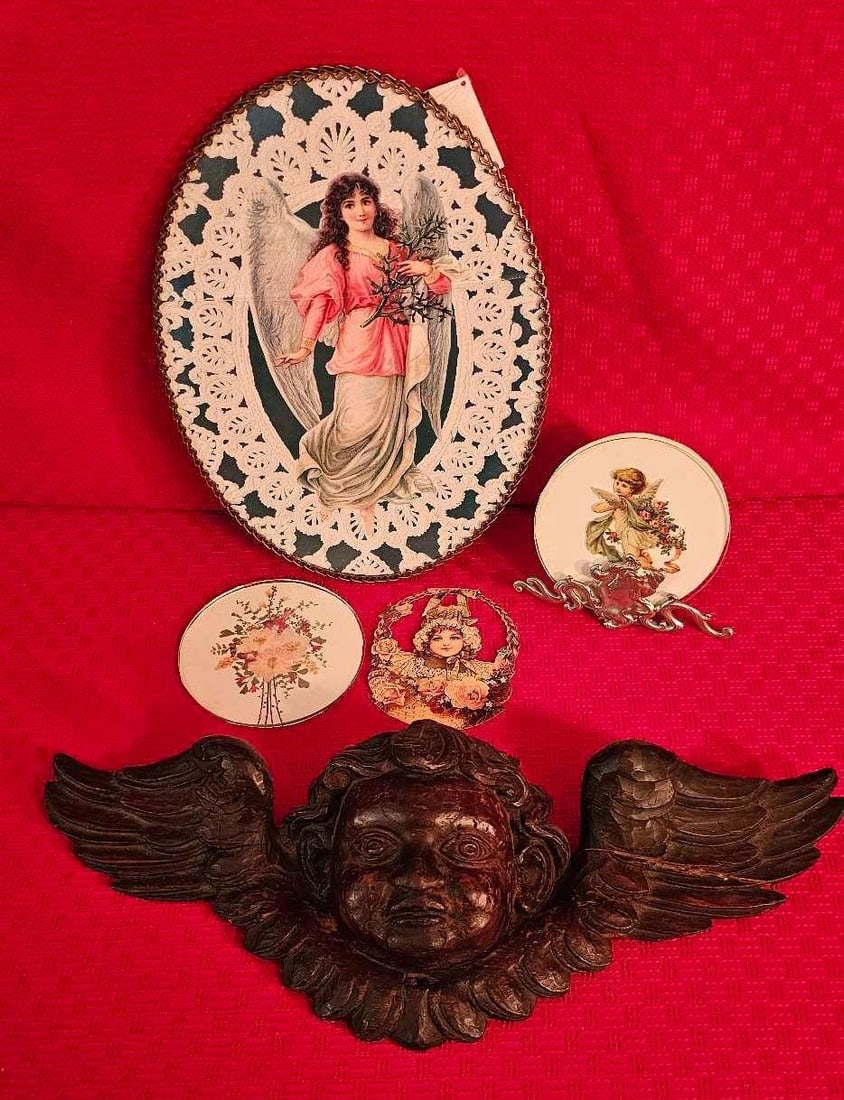 HAND CARVED CHERUB AMD VICTORIAN CHIMNEY COVER (1 of 8)