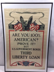 GREAT WAR ERA "ARE YOU AMERICAN" BOND POSTER