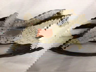 EARLY PRIMITIVE PAINTED ROCKING HORSE