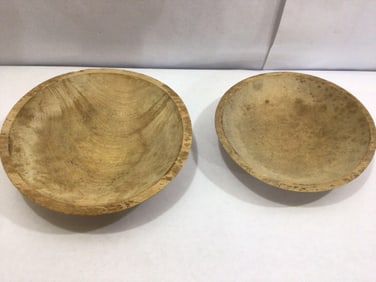 PAIR OF SMALLER SIZE WOODEN BOWLS