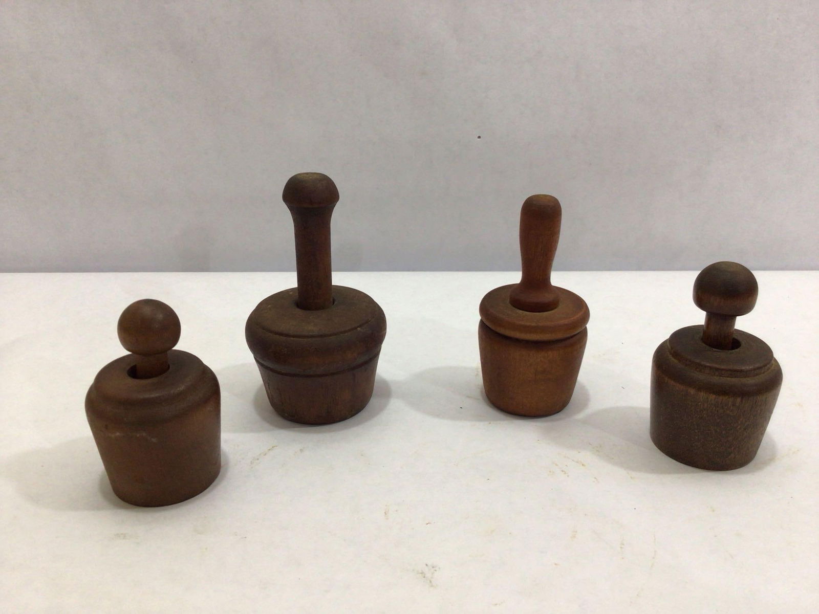 FOUR MINIATURE WOODEN BUTTER MOLDS (1 of 3)