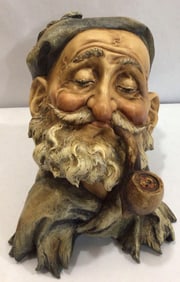 ITALIAN BORSATO "OLD MAN WITH PIPE" PORCELAIN BUST
