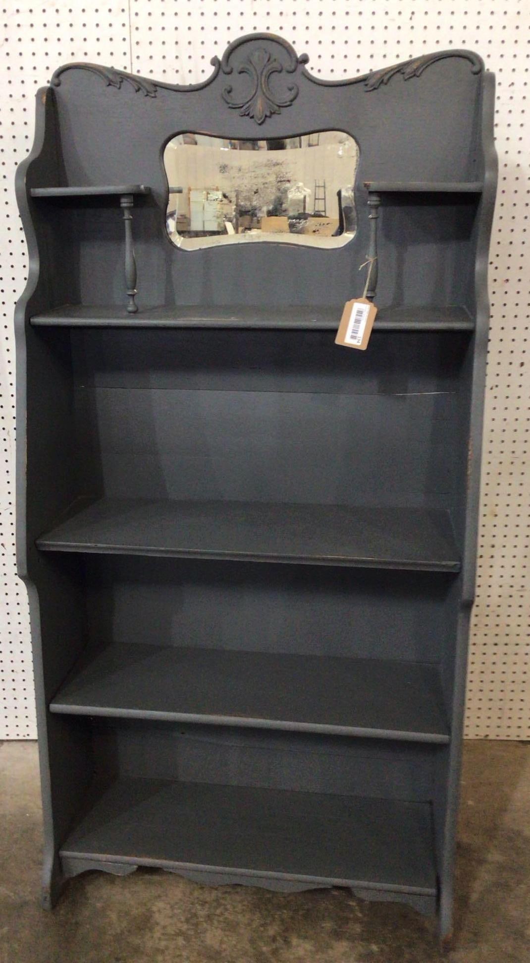 VICTORIAN SMOKE GRAY PAINTED EASTLAKE BOOKSHELF (1 of 6)