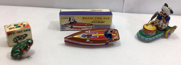 3 PIECE TIN LITHO TOYS NOS