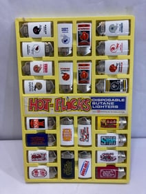 24 PIECE NOVELTY AND FOOTBALL TEAM LIGHTERS IN DISPLAY