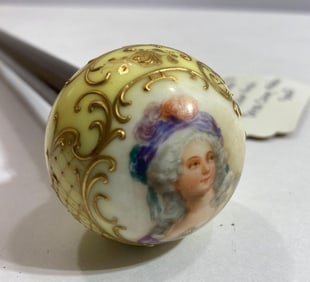 FRENCH PORCELAIN KNOB DRESS CANE