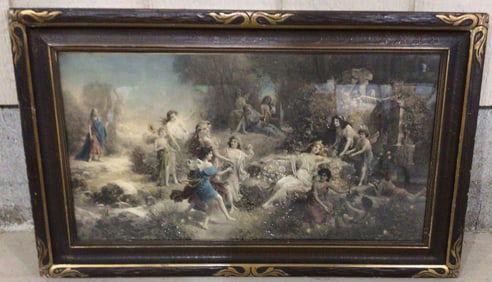 EMANUEL OBERHAUSER VICTORIAN HAND TINTED CHROMO LITHO