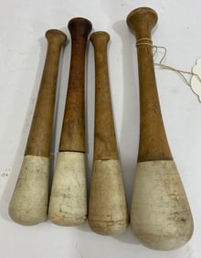 PORCELAIN AND WOOD APOTHECARY PESTLES
