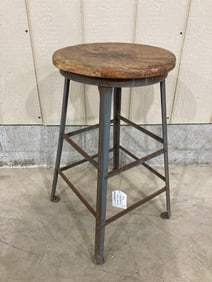 INDUSTRIAL WOOD PLANK METAL STOOL