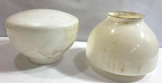 9 PC LOT OF MILK GLASS SERVICE STATION GLOBES