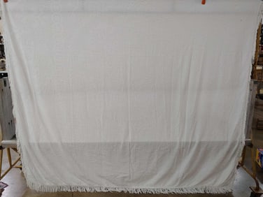 VINTAGE WHITE COTTON CHENILLE COVERLET