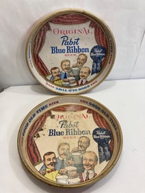 PABST BLUE RIBBON BEER ADVERTISING TRAYS