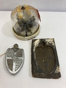 1949 LINCOLN HUBCAP WHEEL CENTER, MOLD AND EARLY TELEPHONE