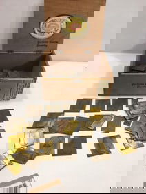 CIGAR BOX WITH BRASS NUMBERS AND LETTERS