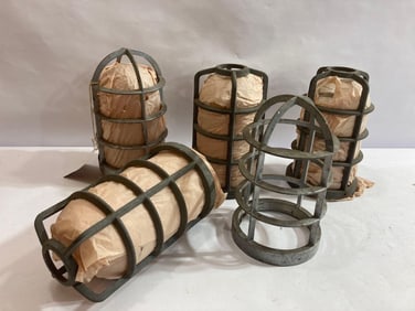 5 INDUSTRIAL EXPLOSION CAGED CLEAR GLASS LENS LIGHT SHADES