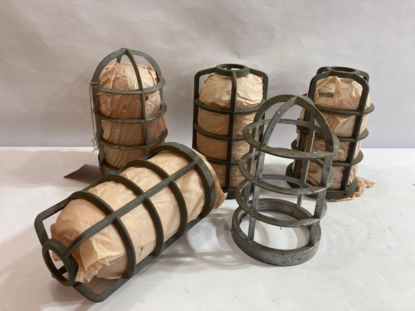 5 INDUSTRIAL EXPLOSION CAGED CLEAR GLASS LENS LIGHT SHADES (1 of 4)