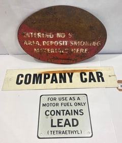 GAS, SMOKING AND COMPANY CAR SIGNS