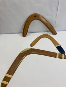 3 HANDMADE AUSTRALIAN WOODEN BOOMERANGS