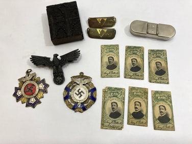 GERMAN SWASTIKA PINS, BADGES AND SMALLS
