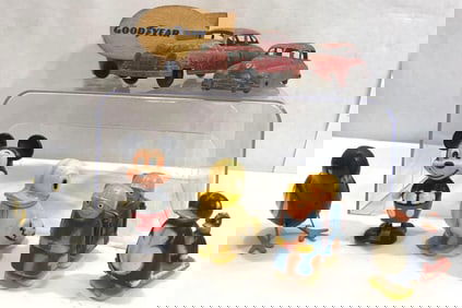 OLD TIN CARS AND VINTAGE WIND-UP TOYS