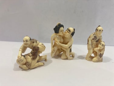 HAND CARVED NATURAL MATERIAL JAPANESE EROTIC NETSUKE