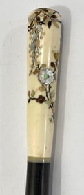 MOTHER OF PEARL INLAID FLORAL LADY'S CANE