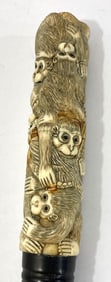 HAND CARVED MONKEY TOWER CANE